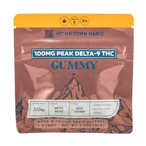 Live Rosin White Rhino 100mg Delta-9 THC  per gummy