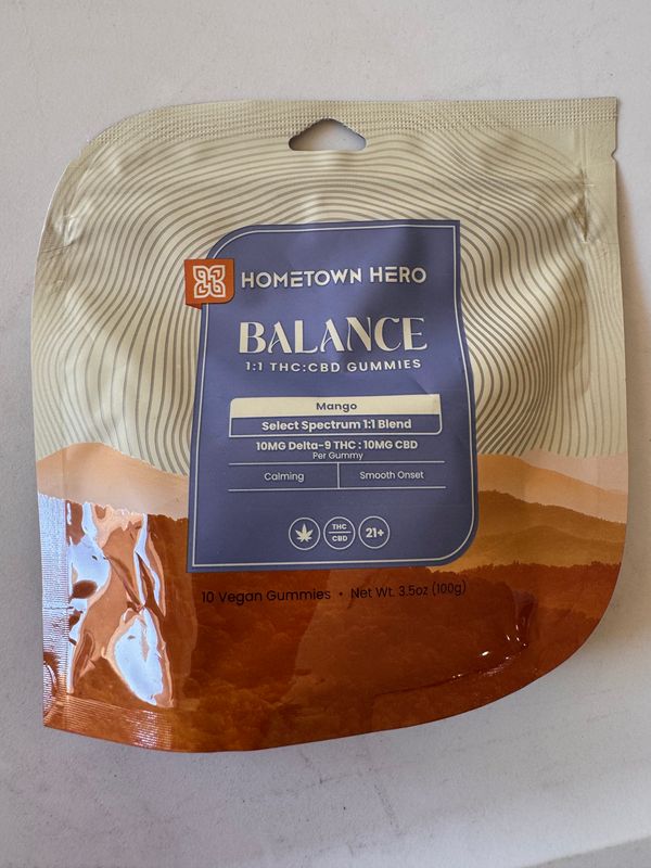 Hometown Hero 1:1 THC:CBD Mango Gummies