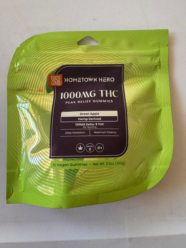Hometown Hero Peak Relief Green Apple Gummies!