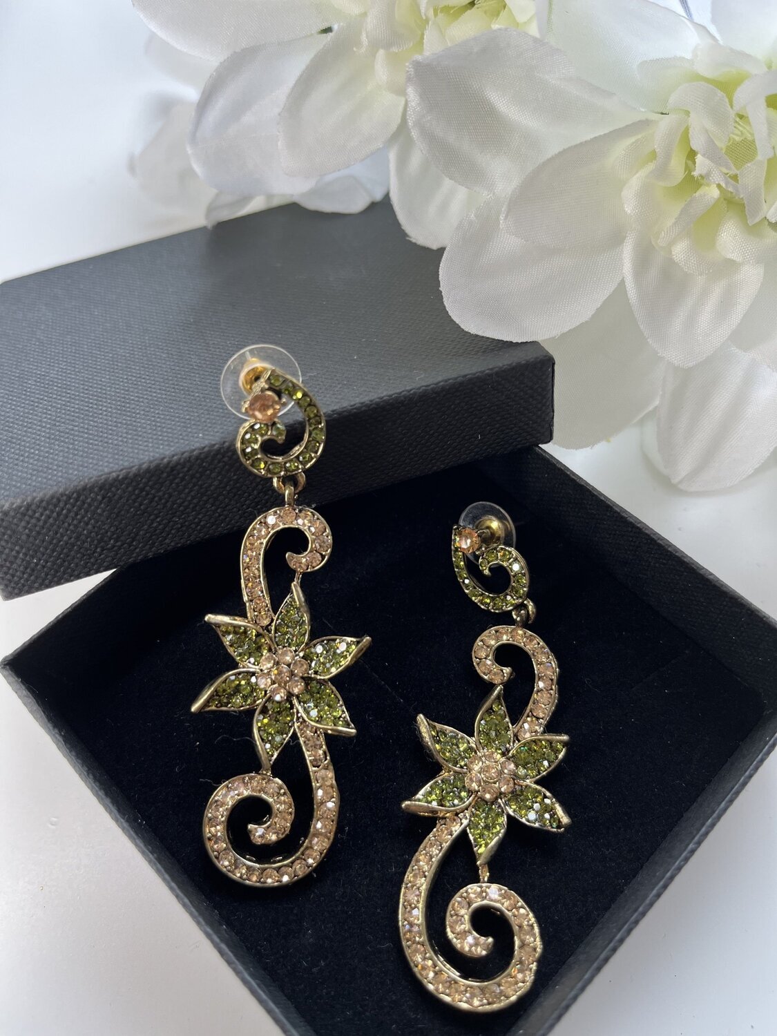 Swirl Drop Crystal Earrings