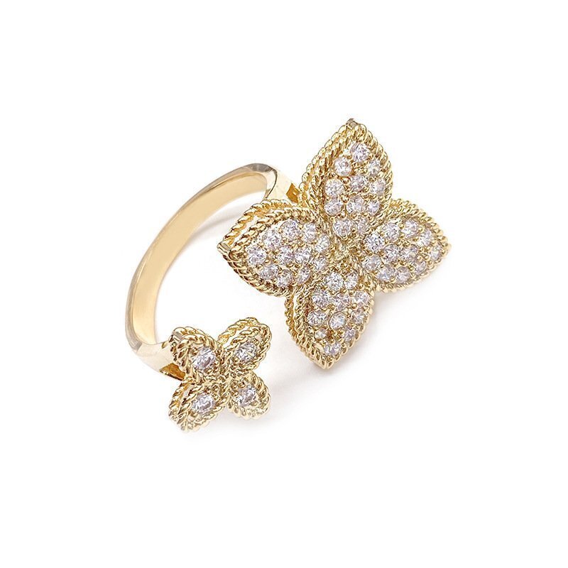 Abstract Adjustable Crystal Ring