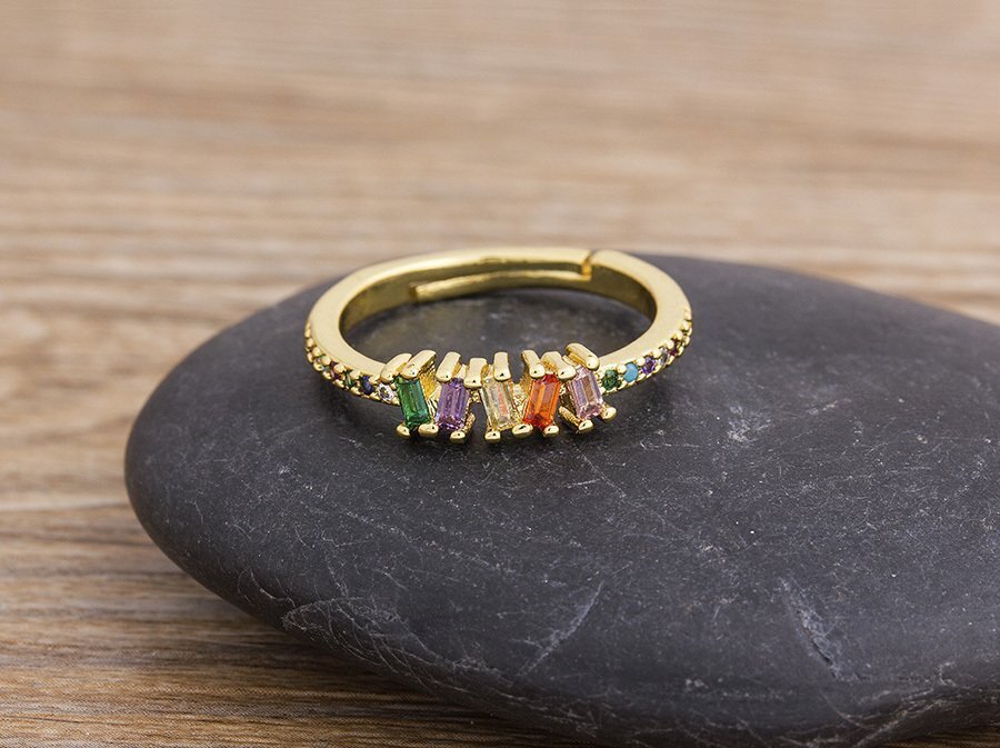 Rainbow Crystal Adjustable Ring