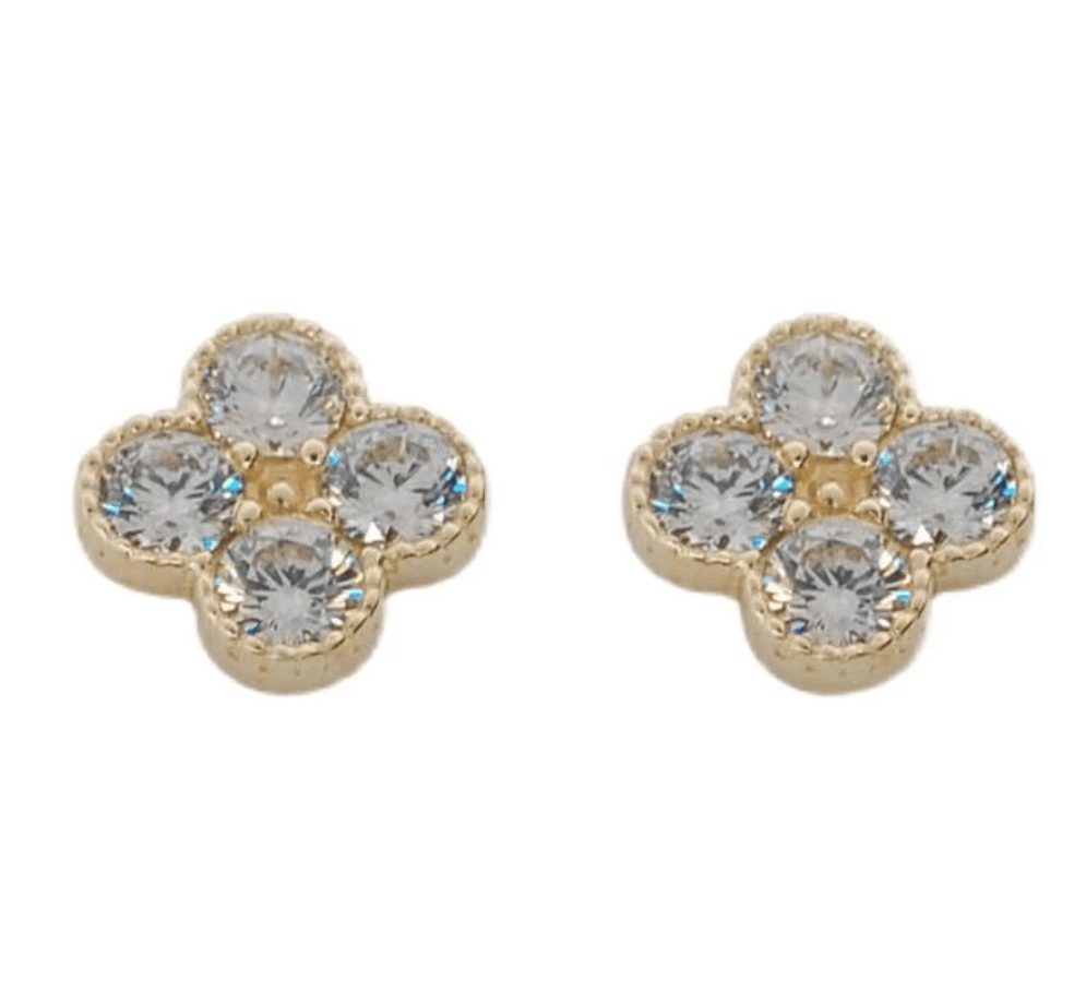 Designer Inspired Crystal Clover Stud Earrings