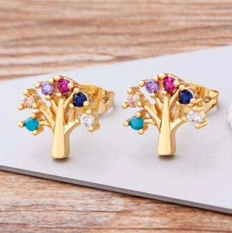 Rainbow Tree Earrings