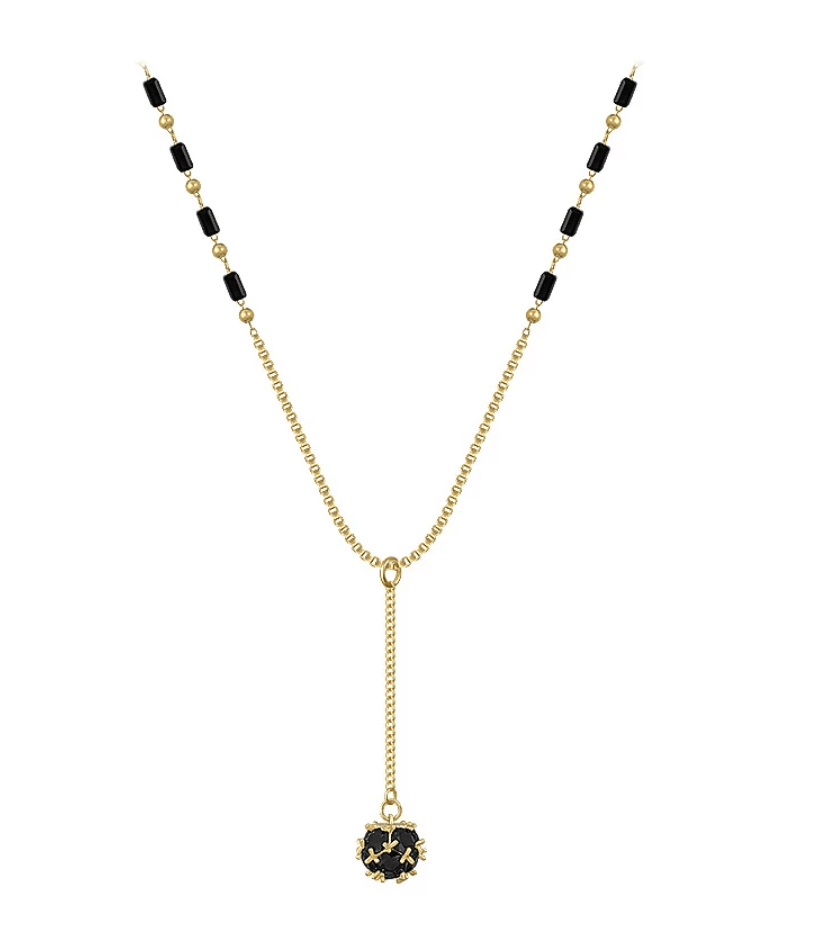 Gold and Black Beaded Fusion Necklace