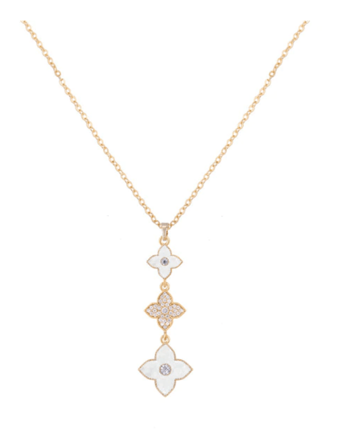 Designer Inspired White Crystal Drop Necklace