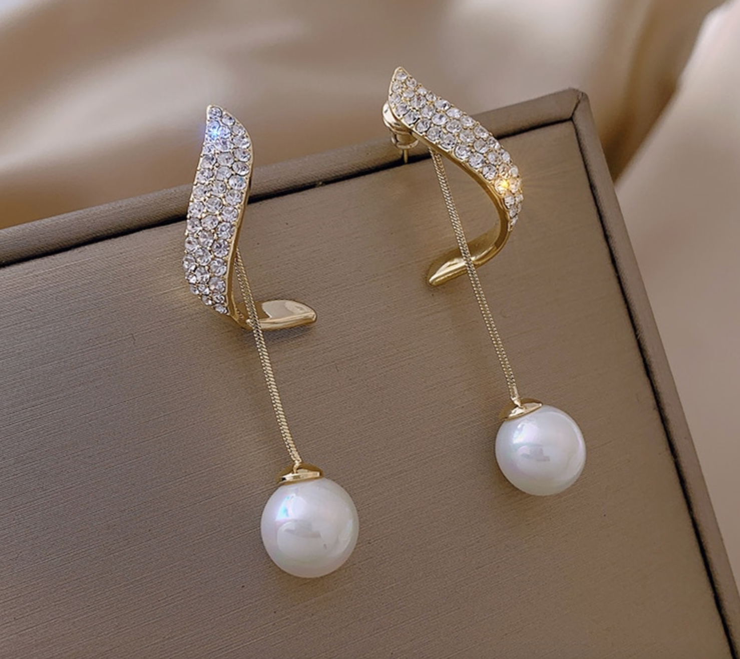 Pearl and Zircon Crystal Drop Earrings