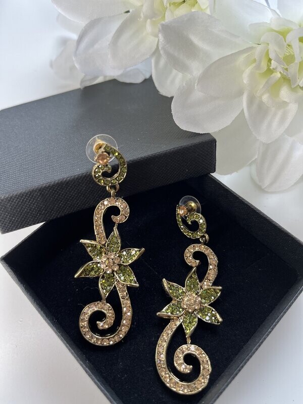 Swirl Drop Crystal Earrings