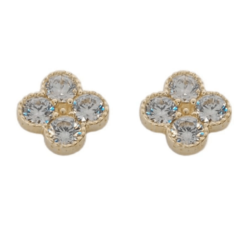 Designer Inspired Crystal Clover Stud Earrings