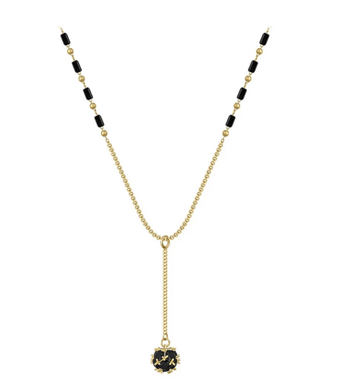 Gold and Black Beaded Fusion Necklace