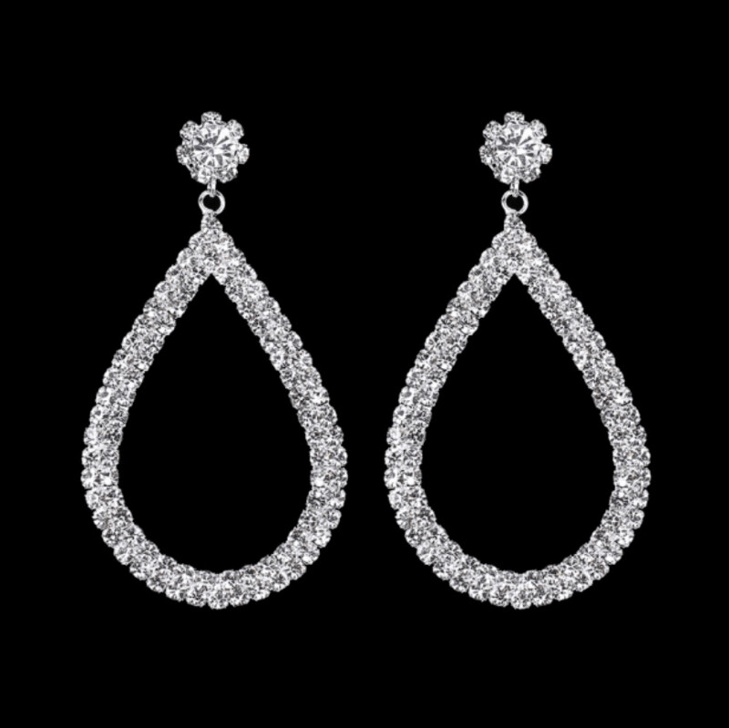 Large Looped Crystal Drop Earrings