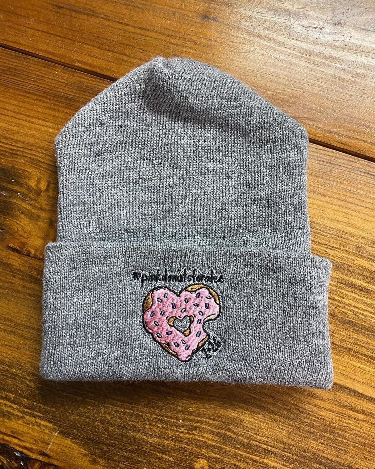 #PinkDonutForAlec Beanie, gray or tan