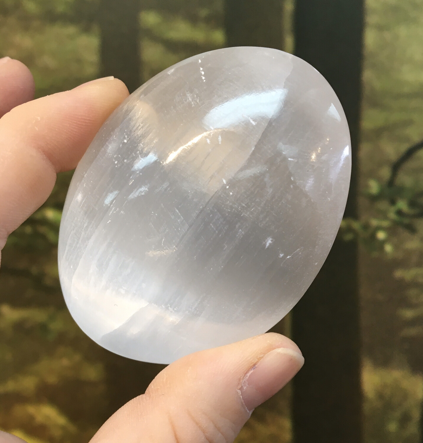 Selenite Palm Stone