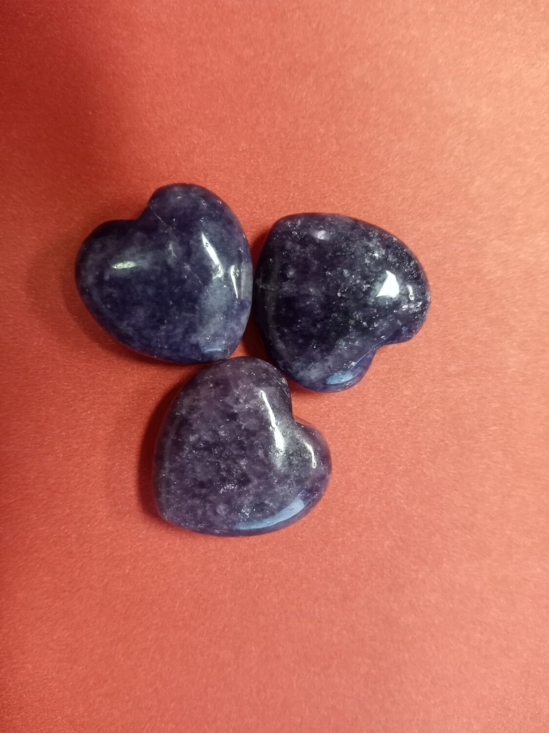 Small lepidolite hearts