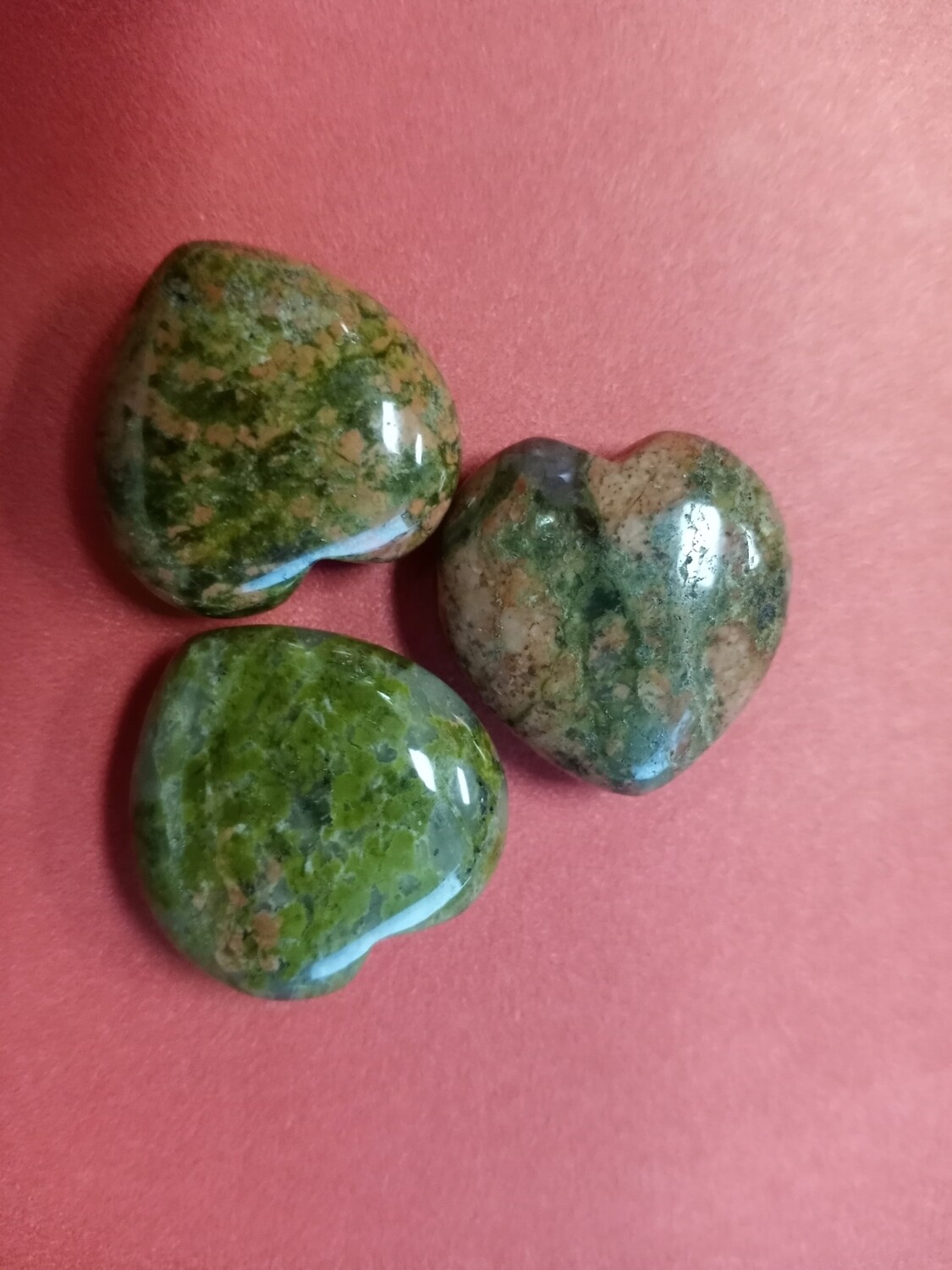 Small unakite hearts