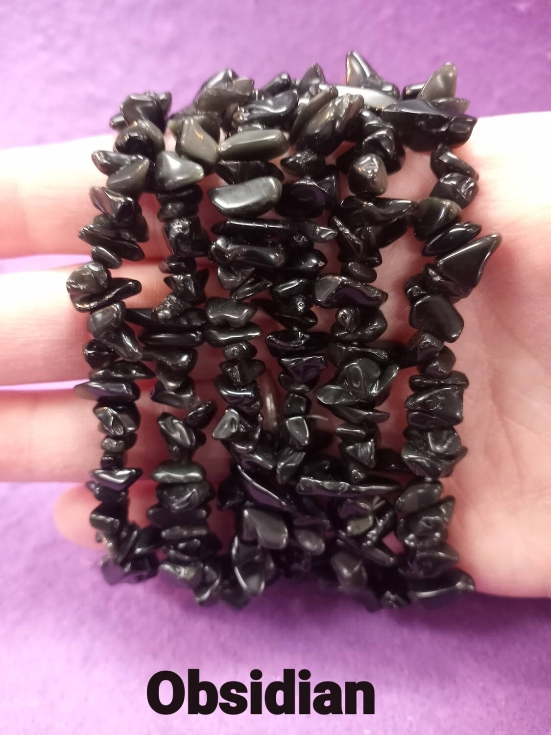 Obsidian chip bracelet