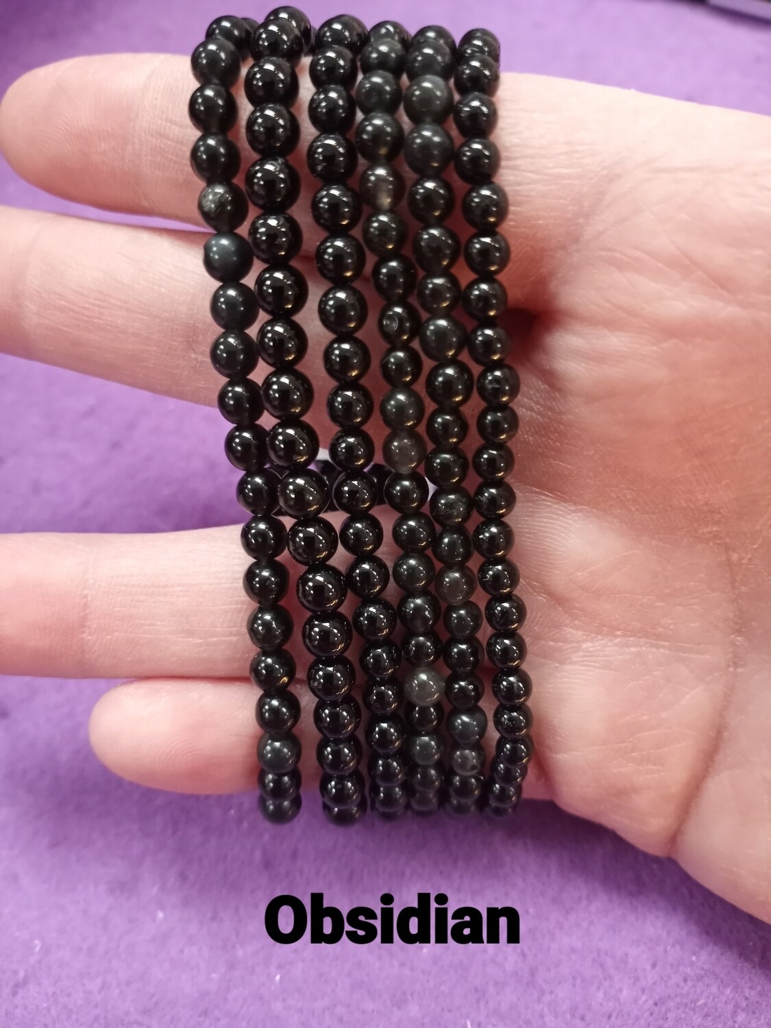 Obsidian 4mm bracelet