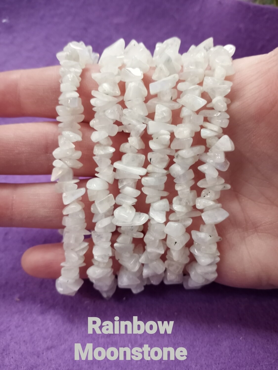 Rainbow moonstone chip bracelet