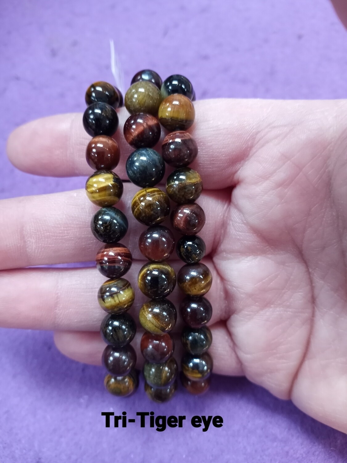 Tri-colored tiger&#39;s eye 8mm bracelet