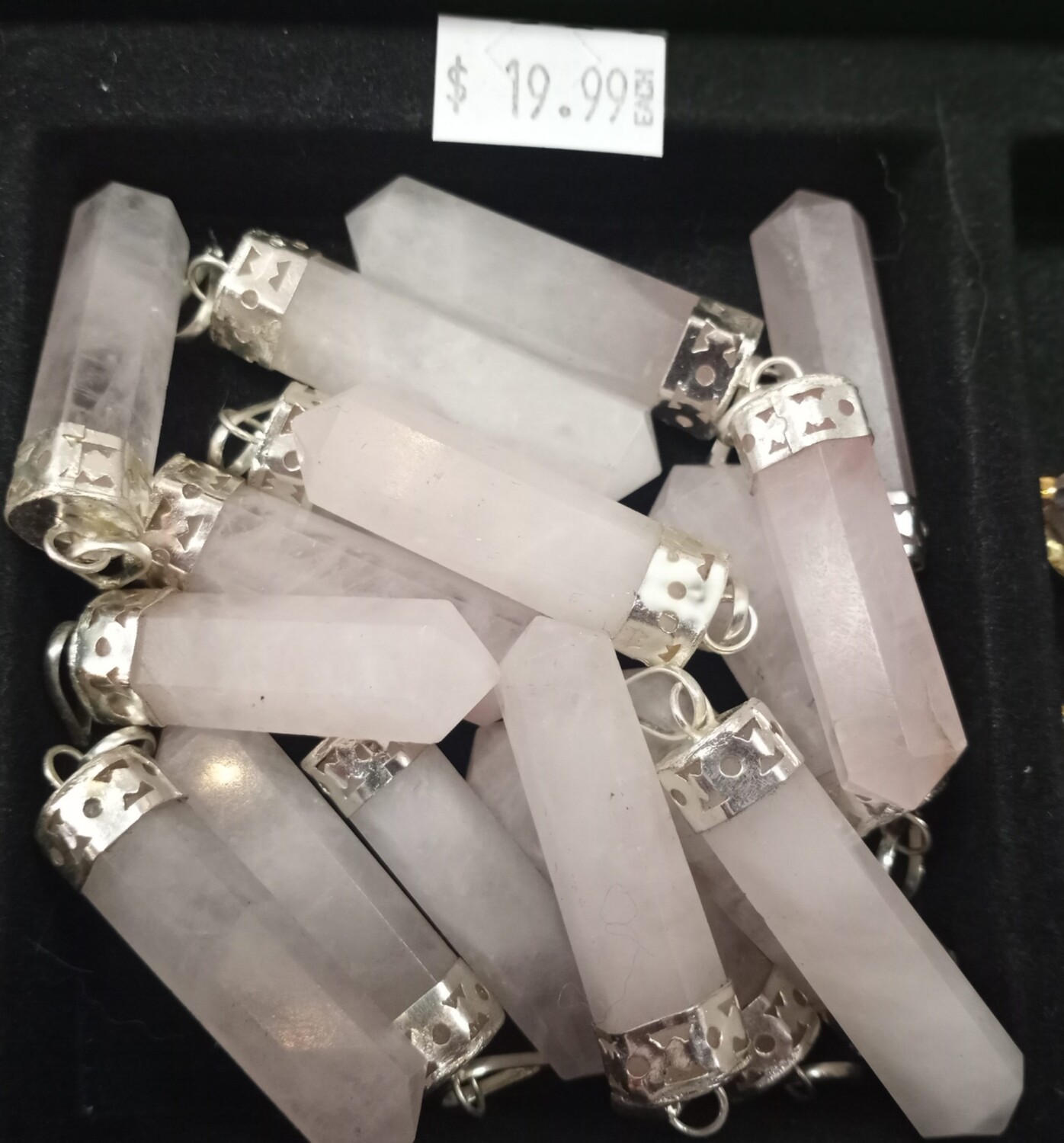 Rose quartz point pendent