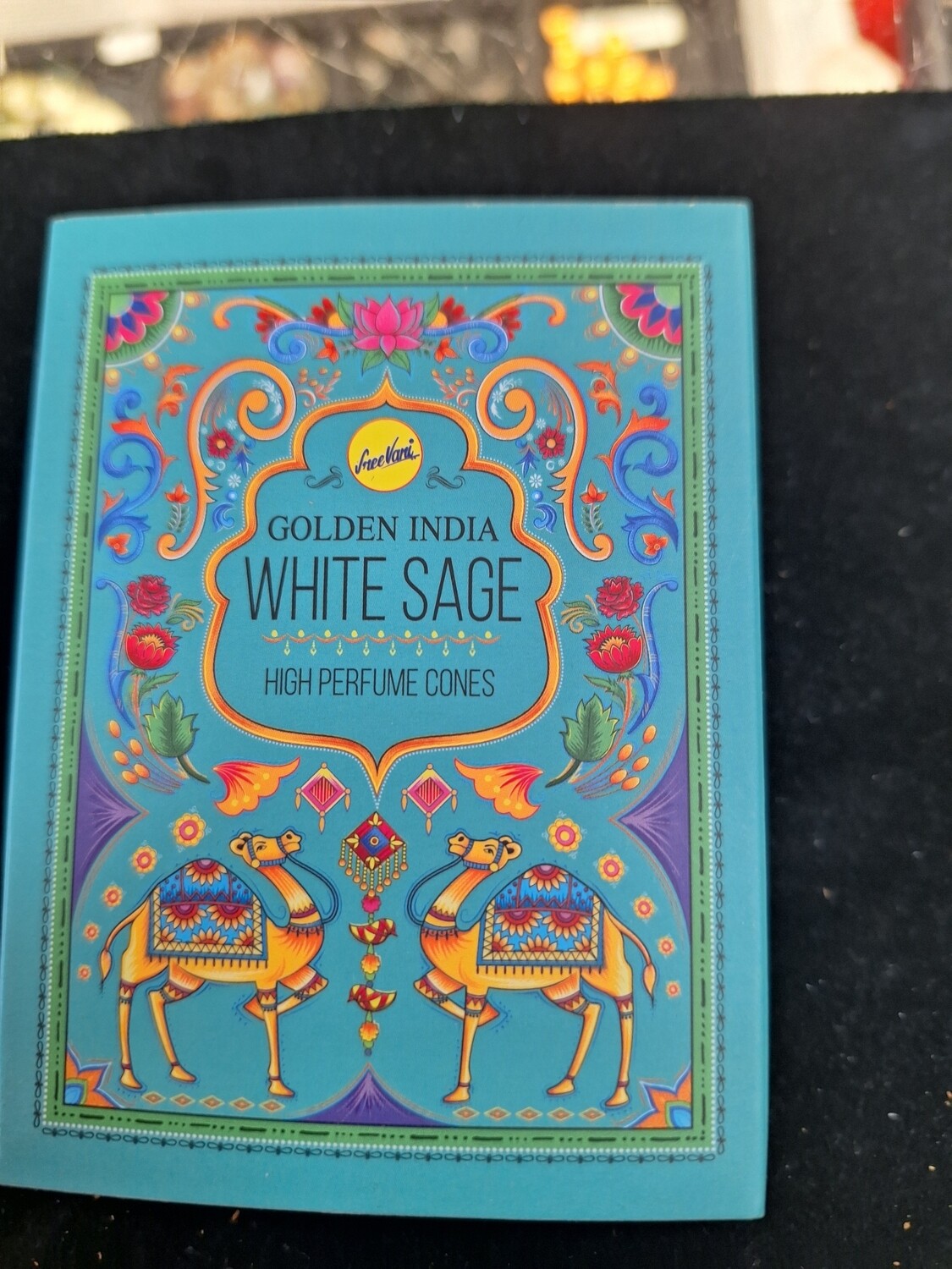 White sage- golden India backflow incense cones