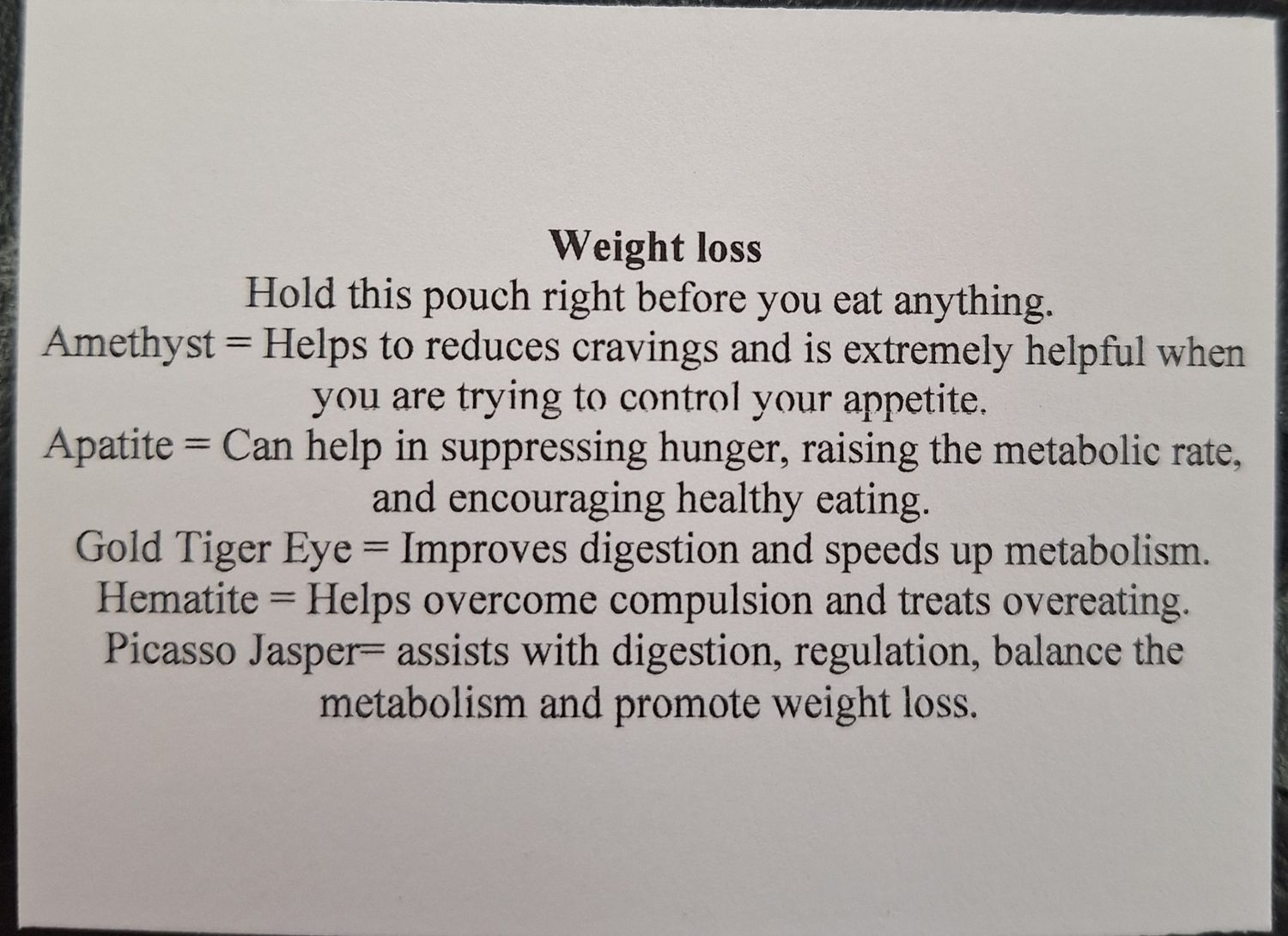 Weight Loss Stones pouch