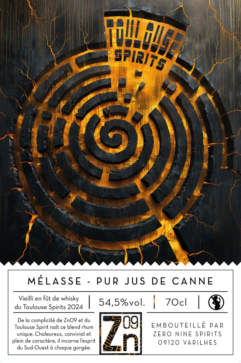 Rhum Toulouse spirits 70cl 54,50% Mélasse pur jus