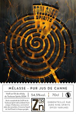 Rhum Toulouse spirits 70cl 54,50% Mélasse pur jus