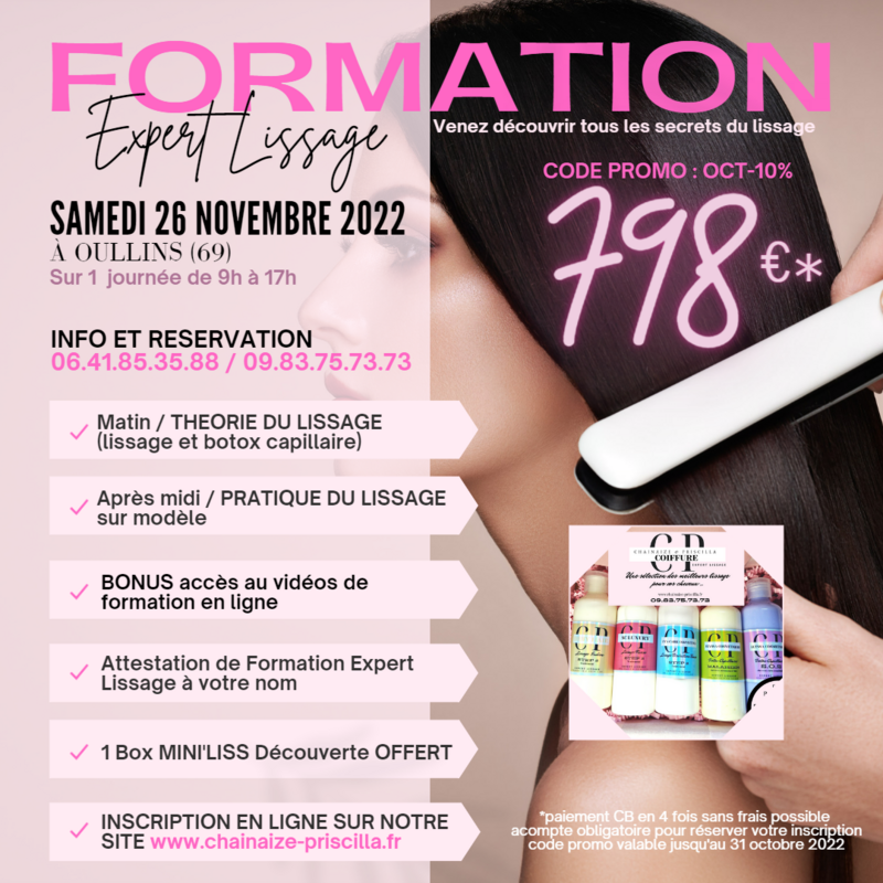 FORMATION SUR PLACE : 
Dans notre salon sur LYON + accès aux modules formation en ligne