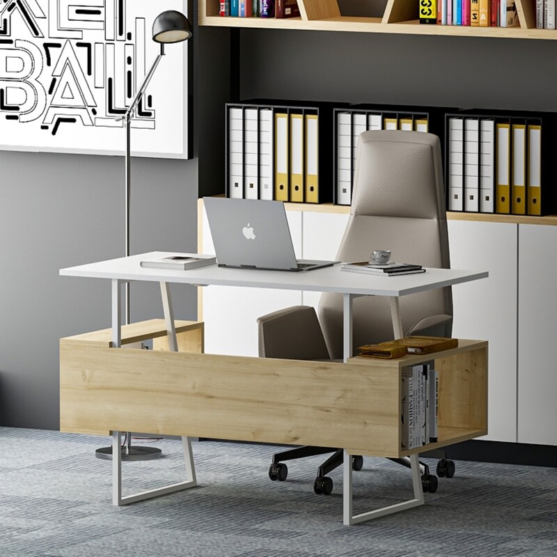 P&amp;W Study Desk with Shelves Computer Laptop Desk For Home and Office Modern Workstation Table with Storage