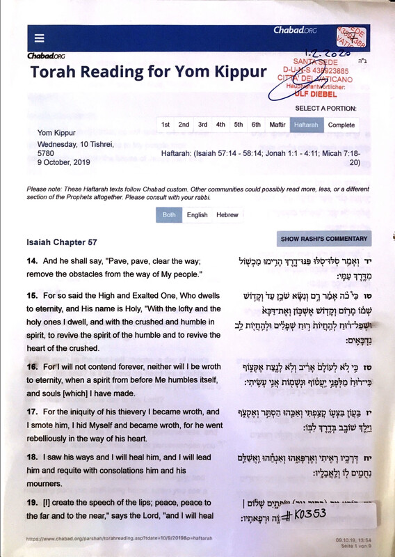 #K0353 l Torah Reading for Yom Kippur l October 2019, Chabad.org
