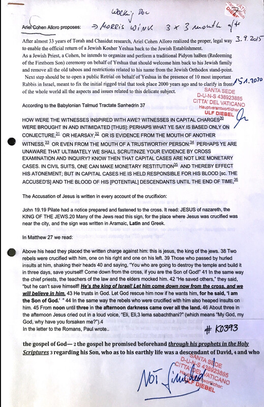 #K0393 l Article about the realisation of the proper, legal way to enable the official return of a Jewish Kosher Yeshua back to the Jewish Establishment - Not finished!