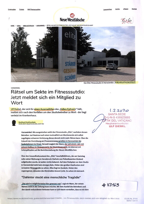 #K0163 l Harsewinkel l Neue Westfälische - Rätsel um Sekte im Fitnessstudio: Jetzt meldet sich ein Mitglied zu Wort 