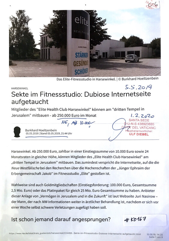 #K0167 l Harsewinkel - Sekte im Fitnessstudio: Dubiose Internetseite aufgetaucht