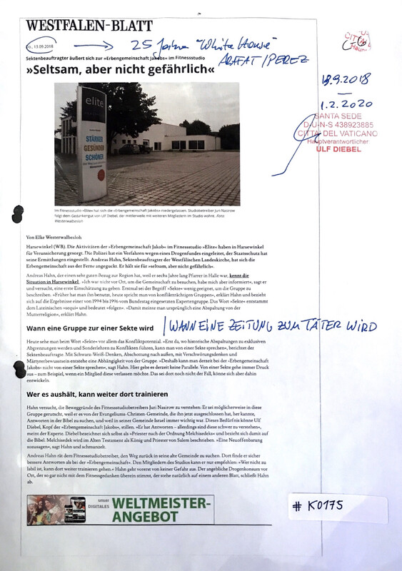 #K0175 l Westfalen-Blatt l “Seltsam, aber nicht gefährlich” 