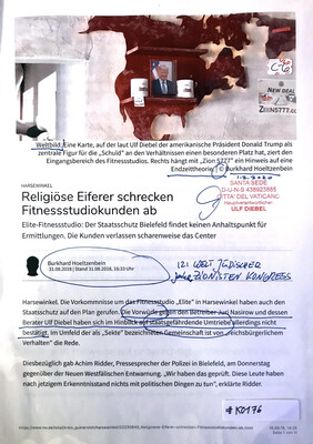 #K0176 l Neue Westfälische l Harsewinkel - Religiöse Eiferer schrecken Fitnessstudiokunden ab