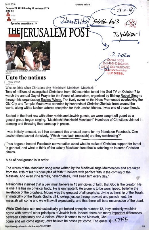 #K0195 l The Jerusalem Post - Unto the nations, Tuly Weisz