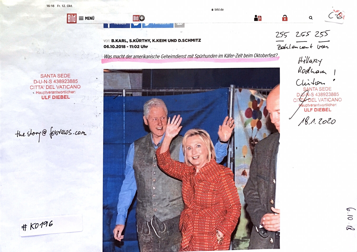 #K0196 l Bild - Rodham und Hillary Clinton beim Oktoberfest