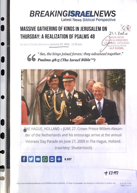 #K0197 l Breaking Israel News - Massive gathering of Kings in Jerusalem on Thursday: A Realization of Psalms 48