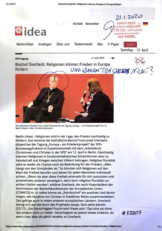 #K0207 l idea - SPD-Tagung l Bischof Overbeck: Religionen können Frieden in Europa fördern 