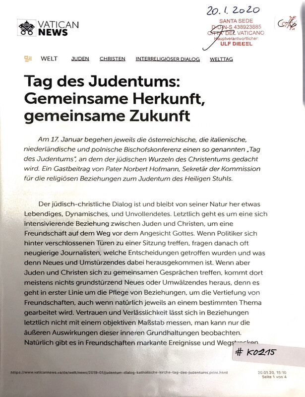 #K0215 l Vatican News - Tag des Judentums: Gemeinsame Herkunft, gemeinsame Zukunft 