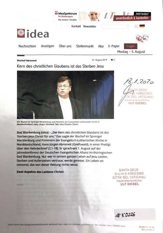 #K0226 l idea - Bischof Abromeit - Kern des christlichen Glaubens ist das Sterben Jesu 