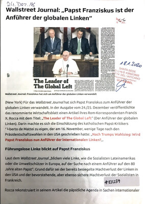 #K0259 l Wallstreet Journal: “Papst Franziskus ist der Anführer der globalen Linken” 