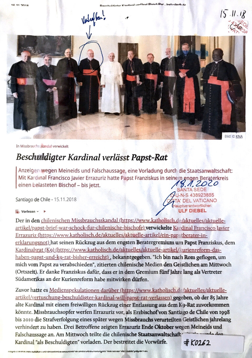 #K0262 l Beschuldigter Kardinal verlässt Papst-Rat