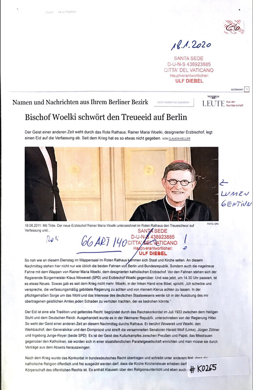 #K0265 l Bischof Woelki schwört den Treueeid auf Berlin