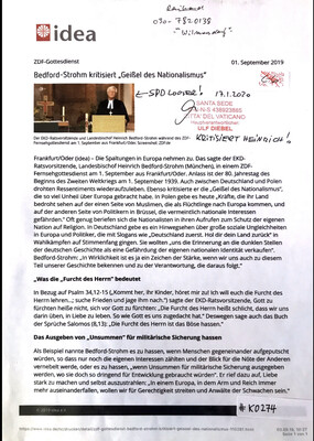 #K0274 l idea - Bedford-Strohm kritisiert “Geißel des Nationalismus”