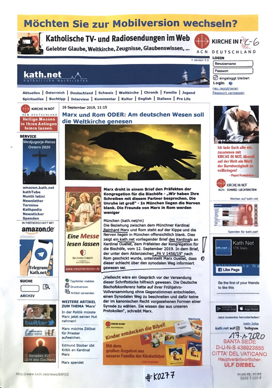#K0277 l kath.net - Marx und Rom ODER: Am deutschen Wesen soll die Weltkirche genesen 