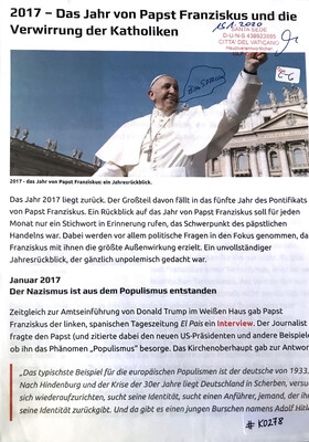 #K0278 l 2017 - Das Jahr von Papst Franziskus und die Verwirrung der Katholiken
