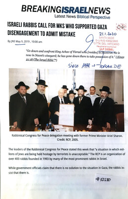 #K0280 l Breaking Israel News - Israeli Rabbis calls for Mks who supported Gaza disengagement to admit mistake