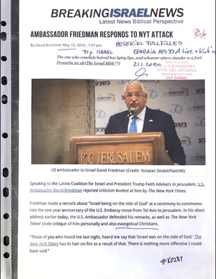 #K0281 l Breaking Israel News - Ambassador Friedman responds to NYT attack
